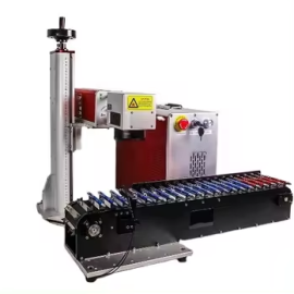 SWT automatic feeding laser marking machine 20w 30w 50w fiber laser flying marking machine with conveyor belt for pen marking
